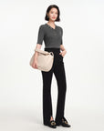 EP YAYING Wool V-neck Fit Sweater Top