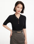 EP YAYING Wool V-neck Fit Sweater Top