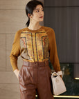 YAYING Spliced Printed Knit Top