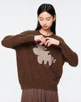 EP YAYING Cute Yak Knit Sweater