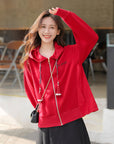 EP YAYING Hooded Cardigan With Embroideried Drawstring