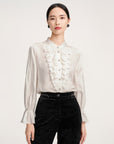 YAYING Ruffle-collar Silk Blouse