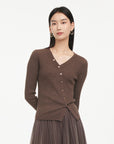 EP YAYING Front Wrapped Knit  Top