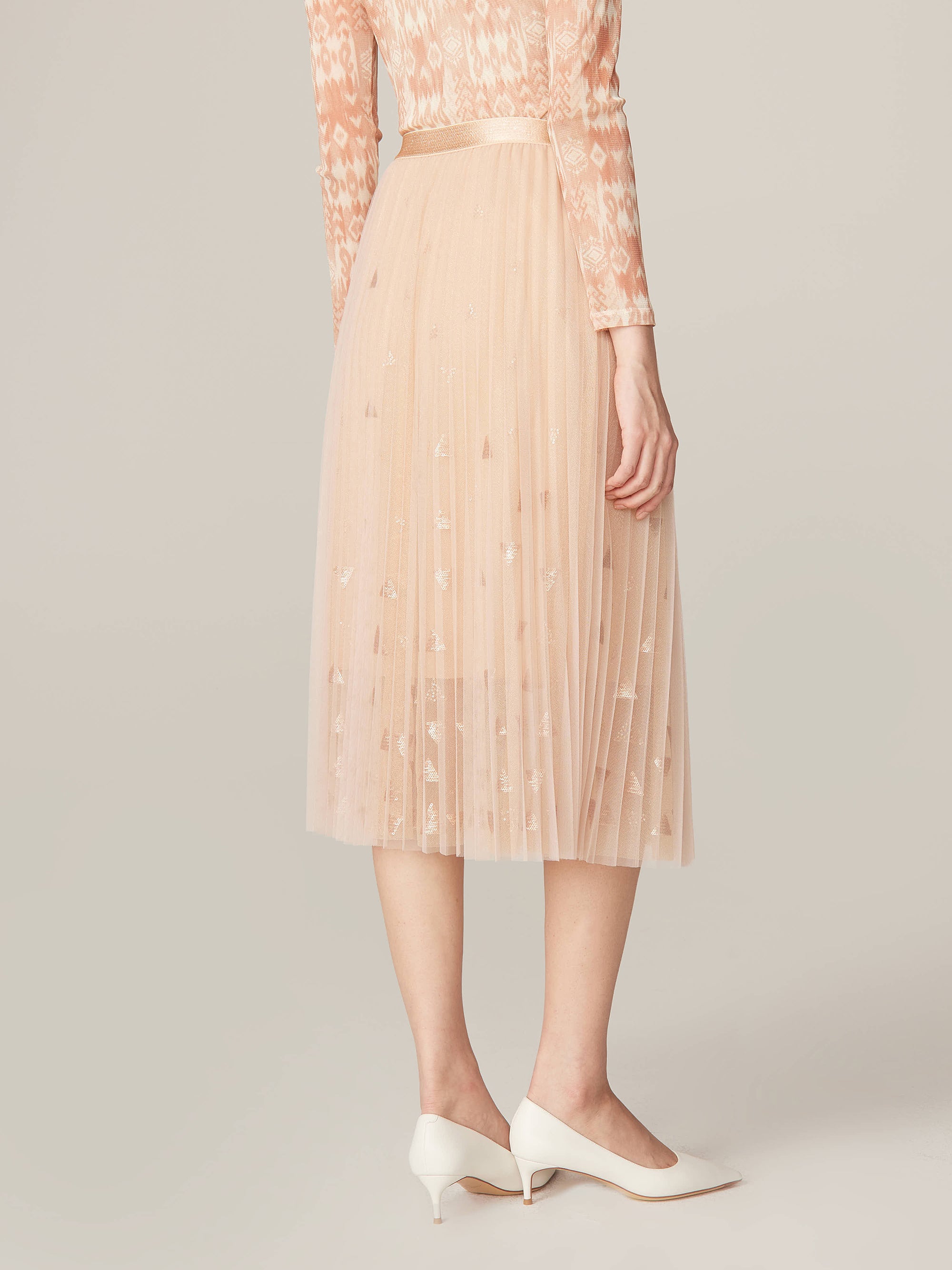 YAYING Flora Embroidery Mesh Midi Skirt