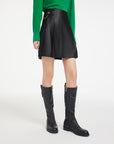 EP YAYING Sheepskin Pleated Mini Skirt