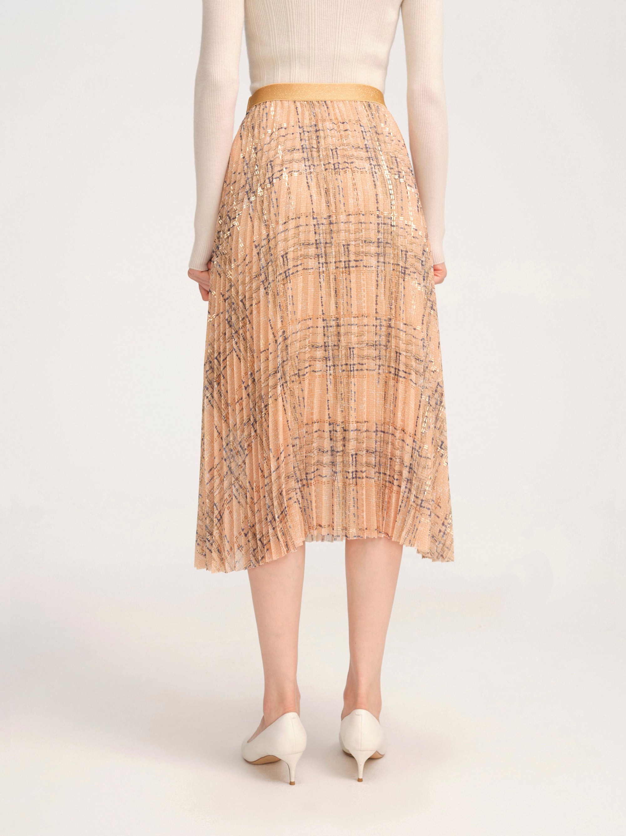 YAYING Fancy Tweed Print Pleated Skirt