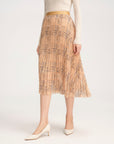 YAYING Fancy Tweed Print Pleated Skirt