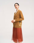 YAYING Spliced Printed Kint Cardigan
