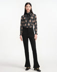 EP YAYING Bow High-Neck Printed Shirt