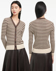 EP YAYING Striped Knitted Cardigan