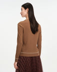 EP YAYING Texture Brown Knit Cardigan