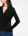 EP YAYING Black V-neck Top