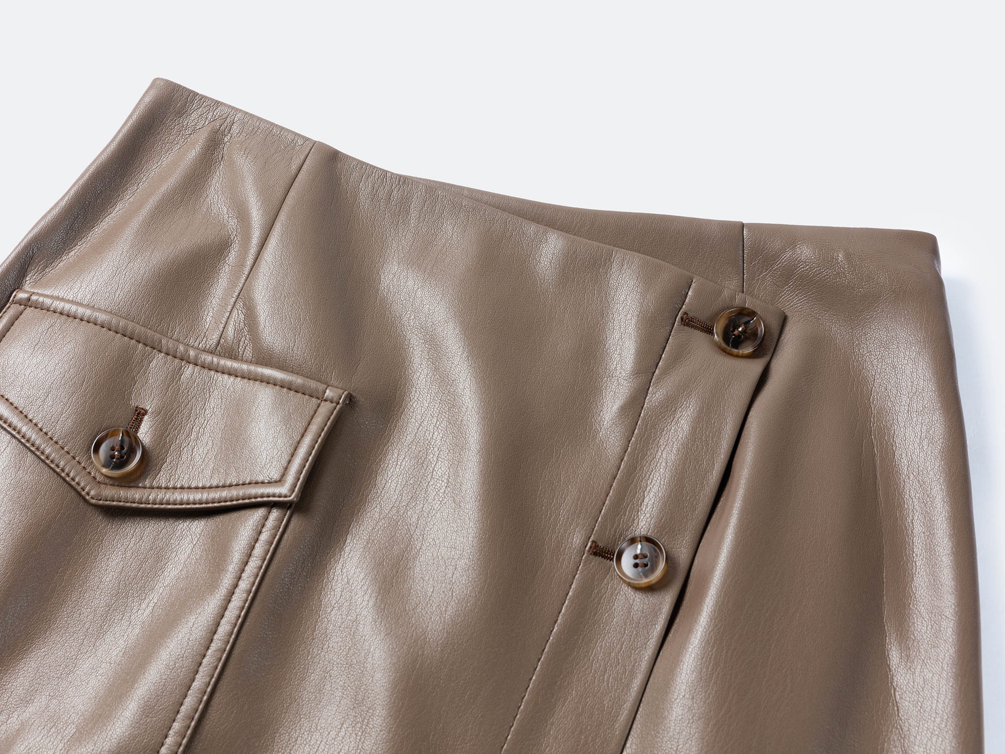 EP YAYING Nappa Wrap Skirt with Buttons