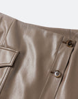 EP YAYING Nappa Wrap Skirt with Buttons