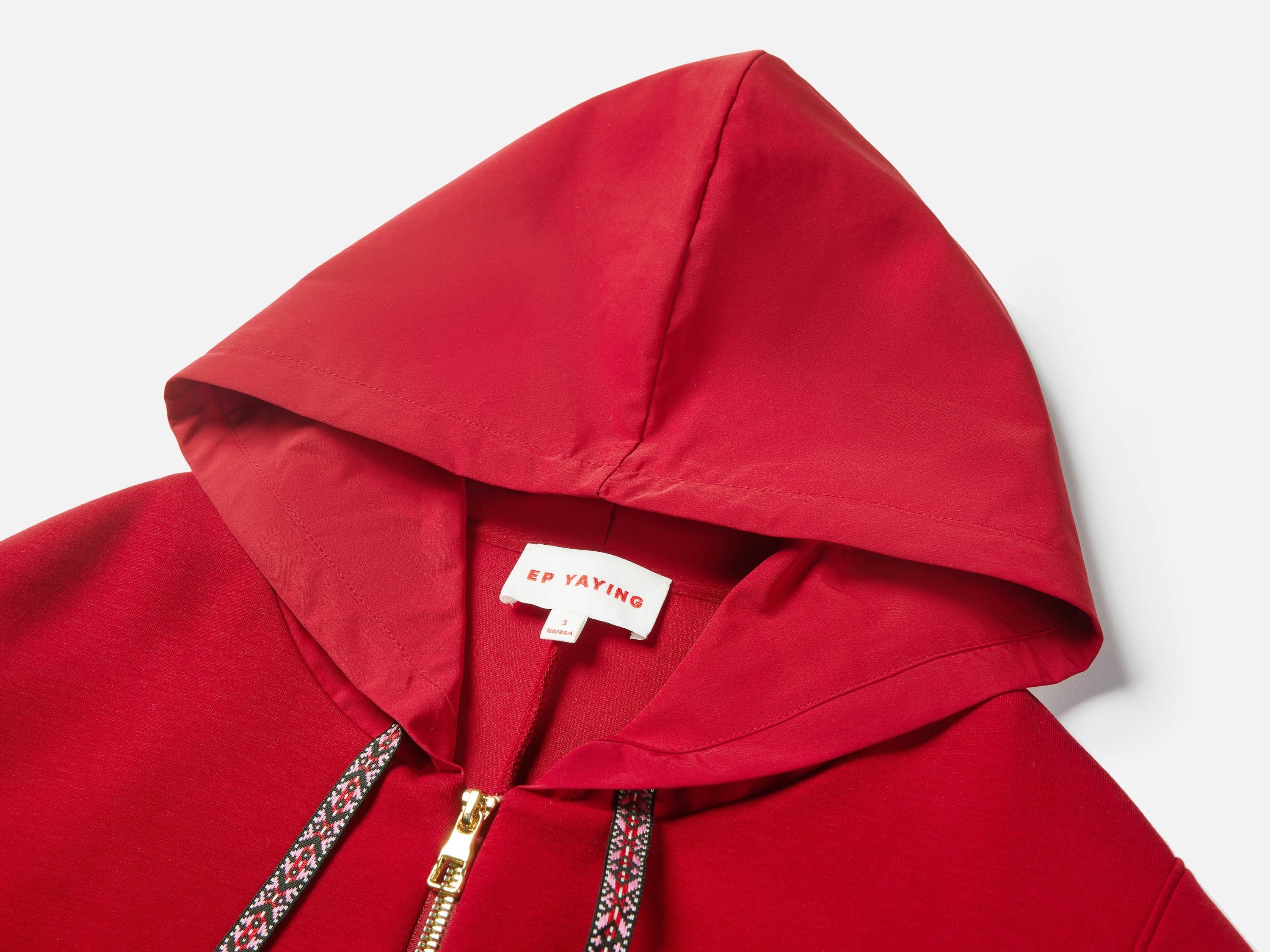 EP YAYING Hooded Cardigan With Embroideried Drawstring