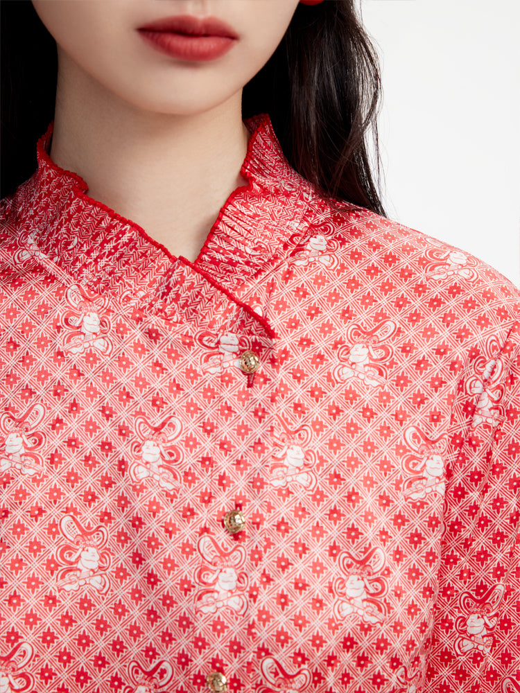 EP YAYING Chinoiserie Style Mulberry Silk Shirt