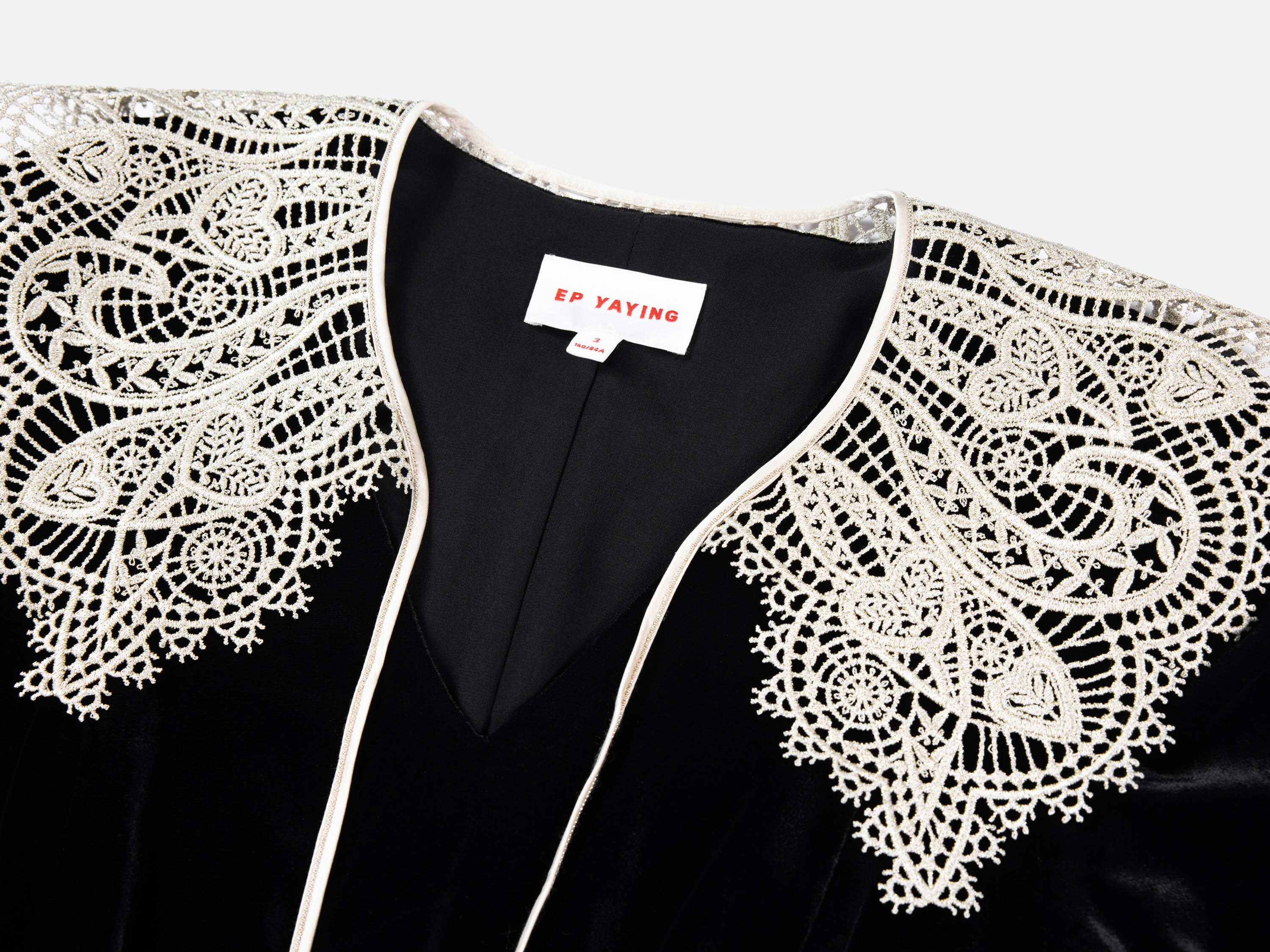 EP YAYING Lace Collar Velvet Knee Length Dress
