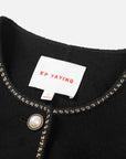 EP YAYING Trimmed Black Double Woolen Jacket