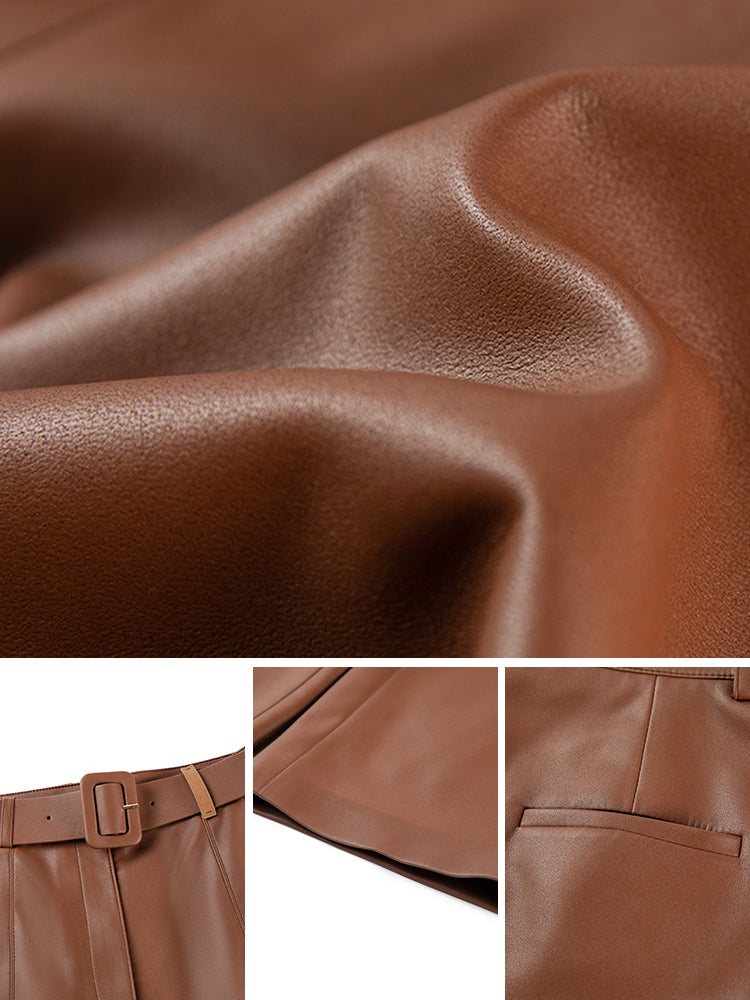 YAYING Leather Straight Leg Pants