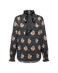 EP YAYING Bow High-Neck Printed Shirt