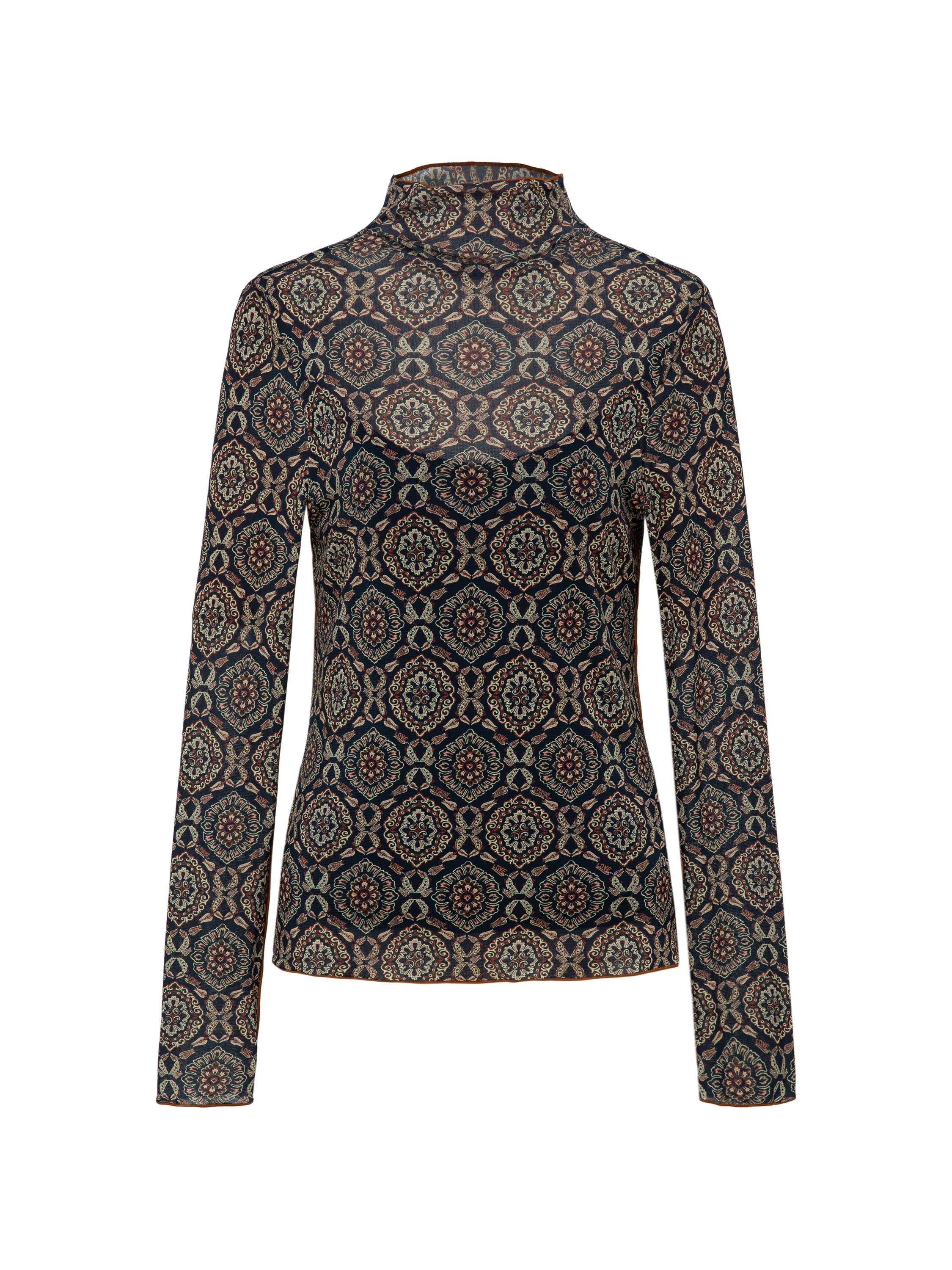 EP YAYING Long-Sleves Printed Mesh Top