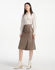 EP YAYING Nappa Wrap Skirt with Buttons