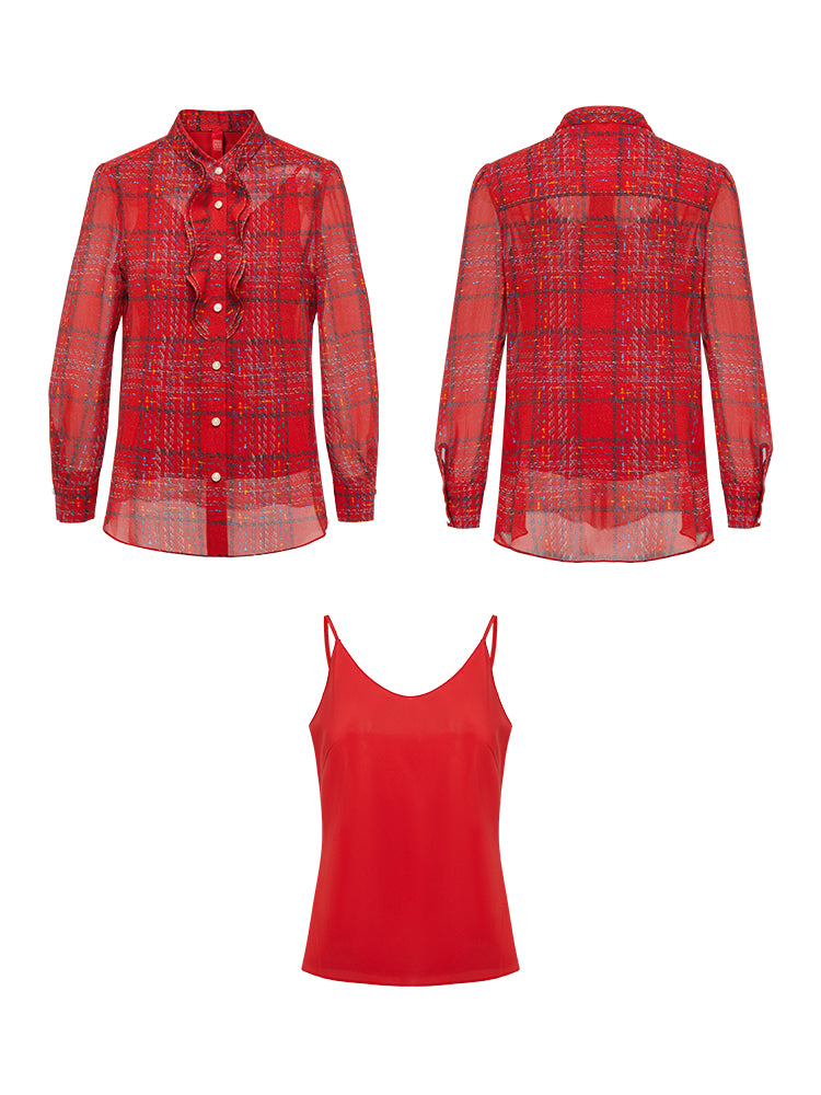 YAYING Red Silk Shirt