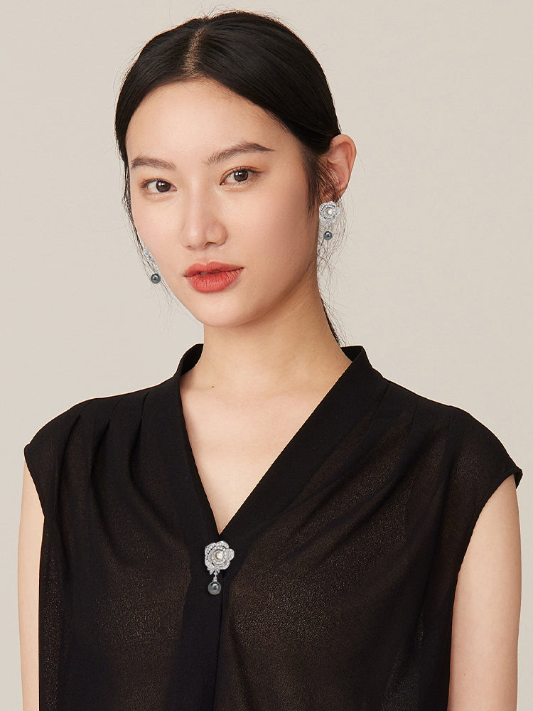 EP YAYING Tahitian Black Pearl Earrings