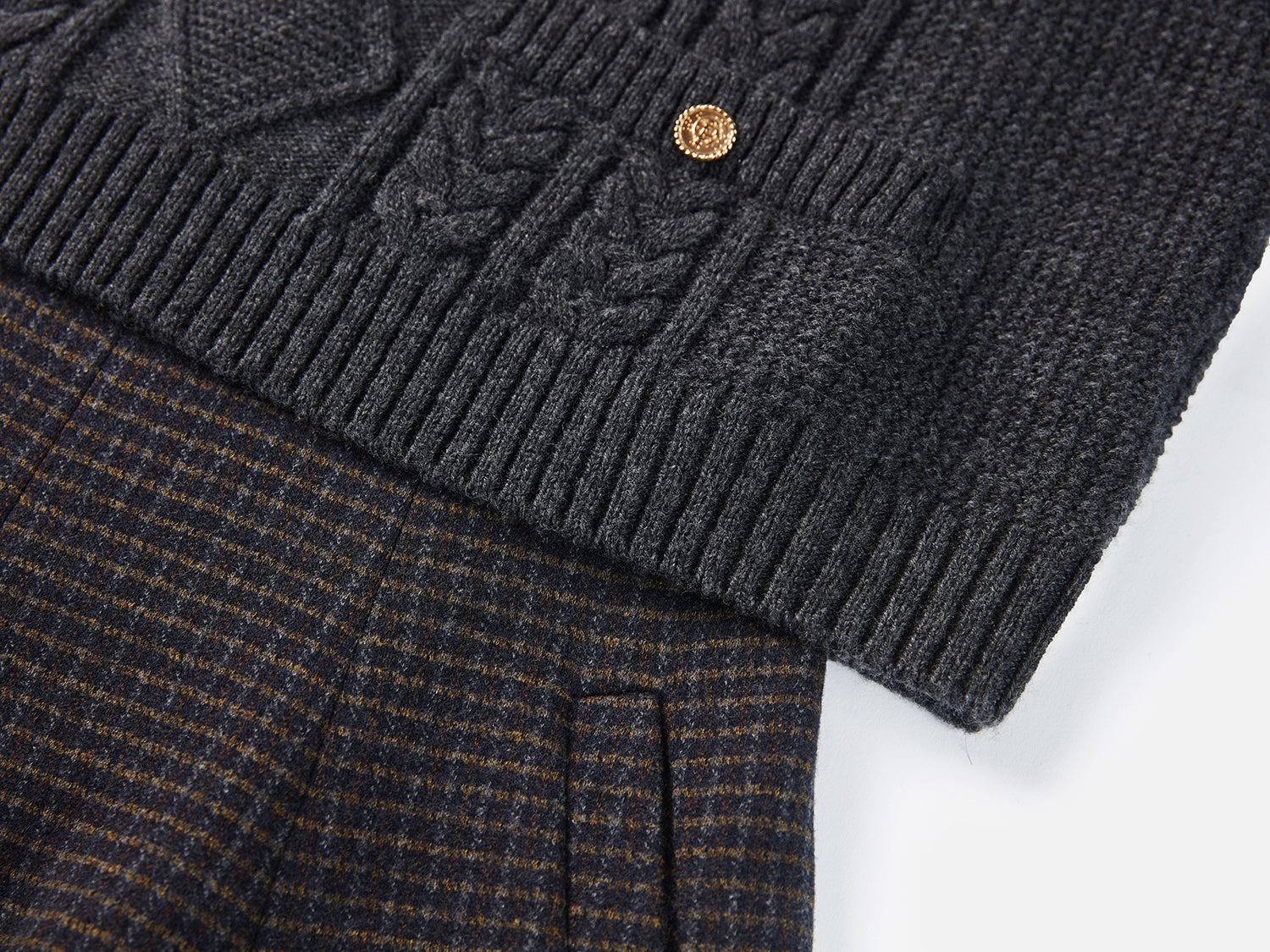 EP YAYING Wool Plaid Skirt