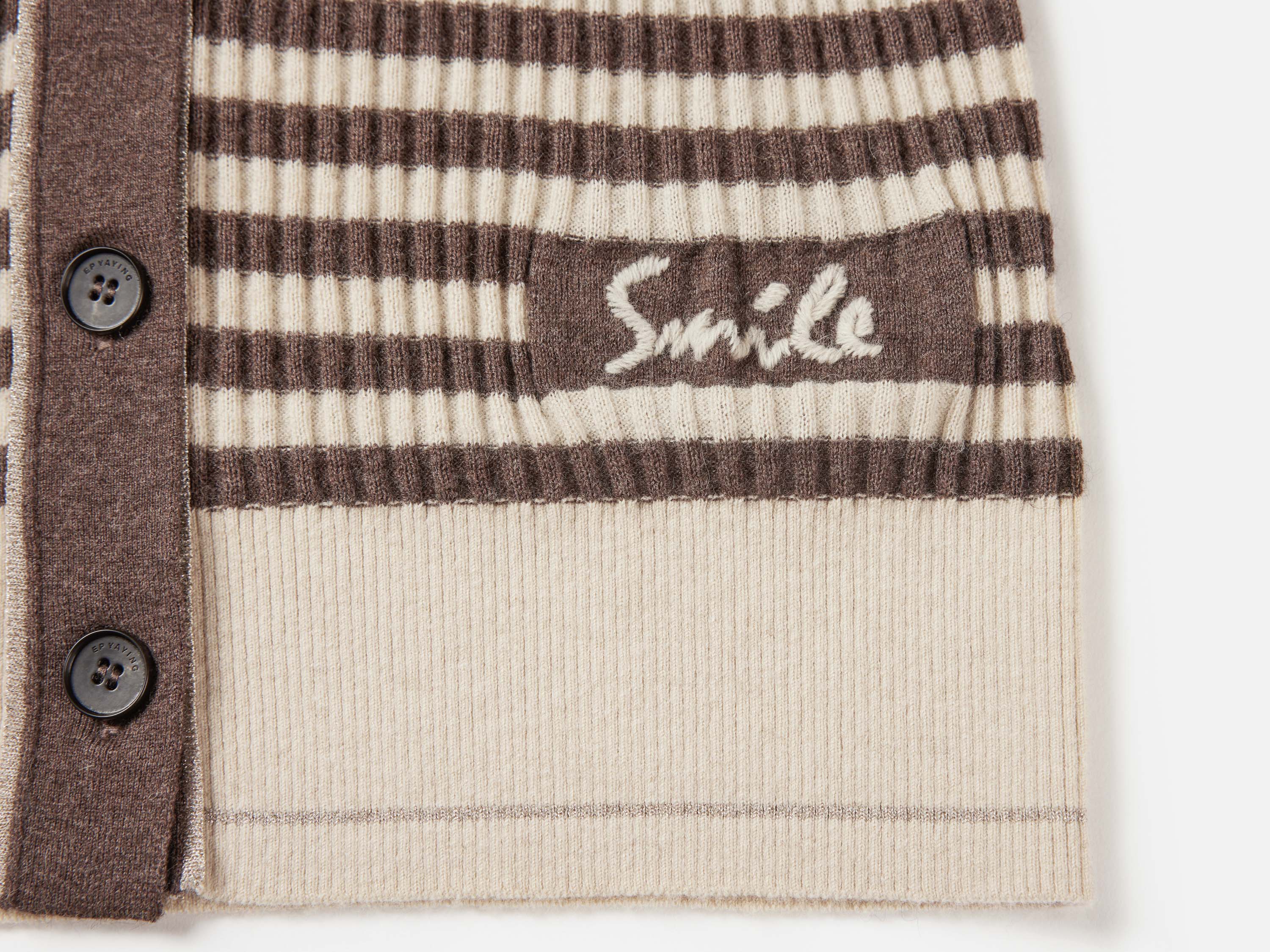 EP YAYING Striped Knitted Cardigan