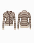 EP YAYING Striped Knitted Cardigan