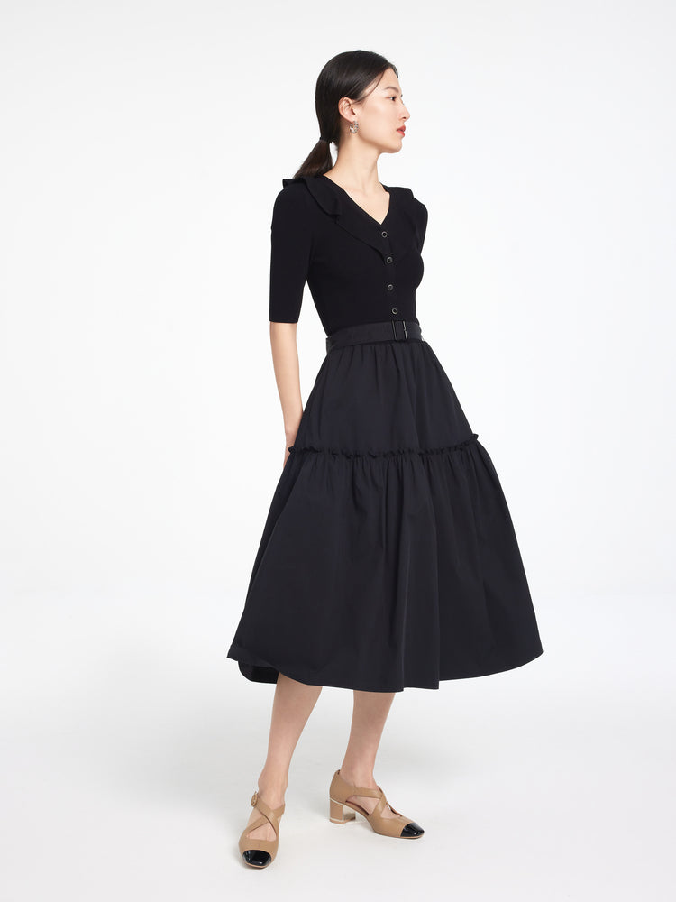 EP YAYING Black Waist Dress