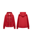 EP YAYING Hooded Cardigan With Embroideried Drawstring