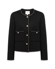 EP YAYING Trimmed Black Double Woolen Jacket