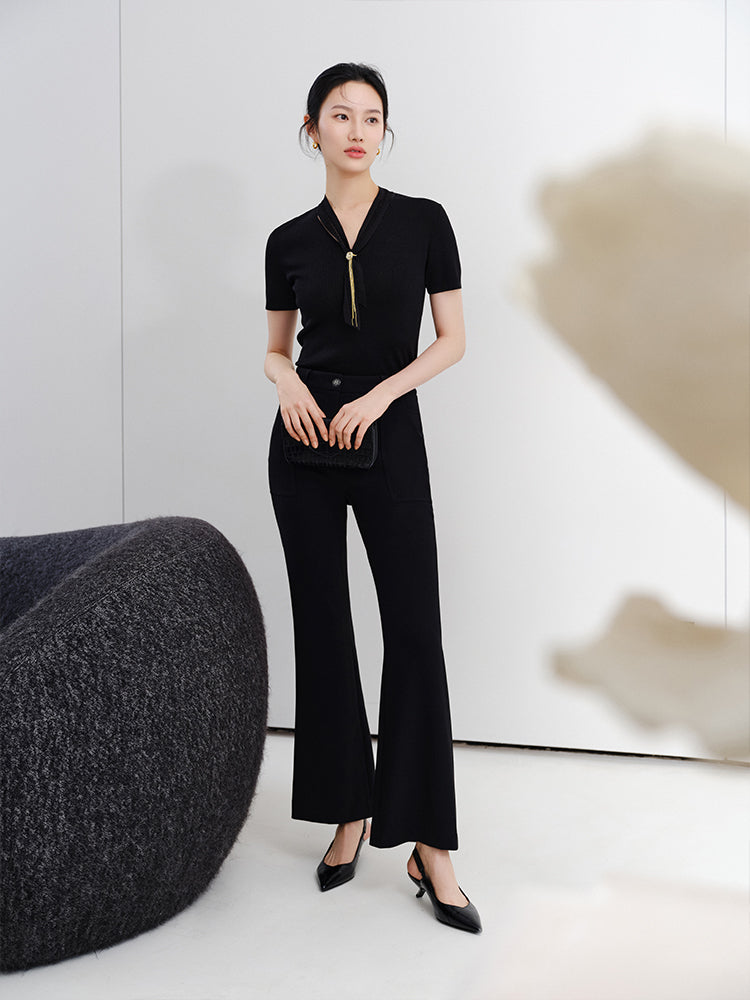 YAYING Short Sleeve Knit Sweater