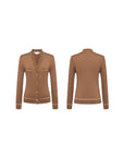 EP YAYING Texture Brown Knit Cardigan