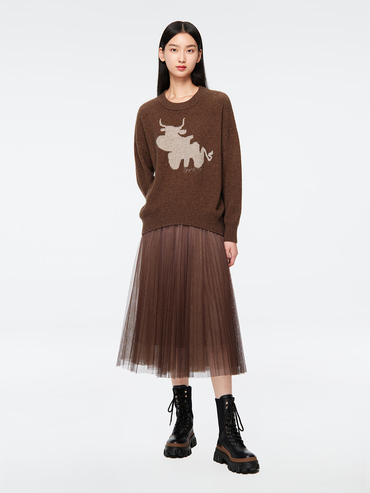 EP YAYING Cute Yak Knit Sweater