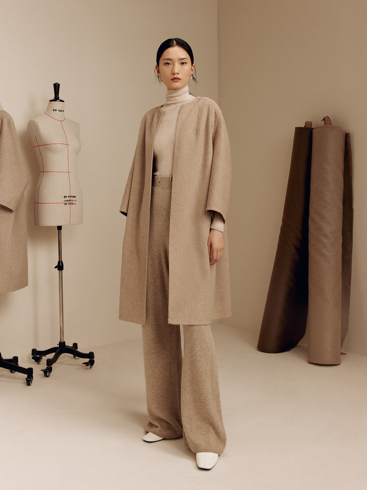 YAYING Crew-neck Ngari Cashmere Coat