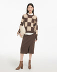EP YAYING Yak Wool Checked Sweater