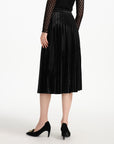 EP YAYING Velvet Pleated Midi Skirt