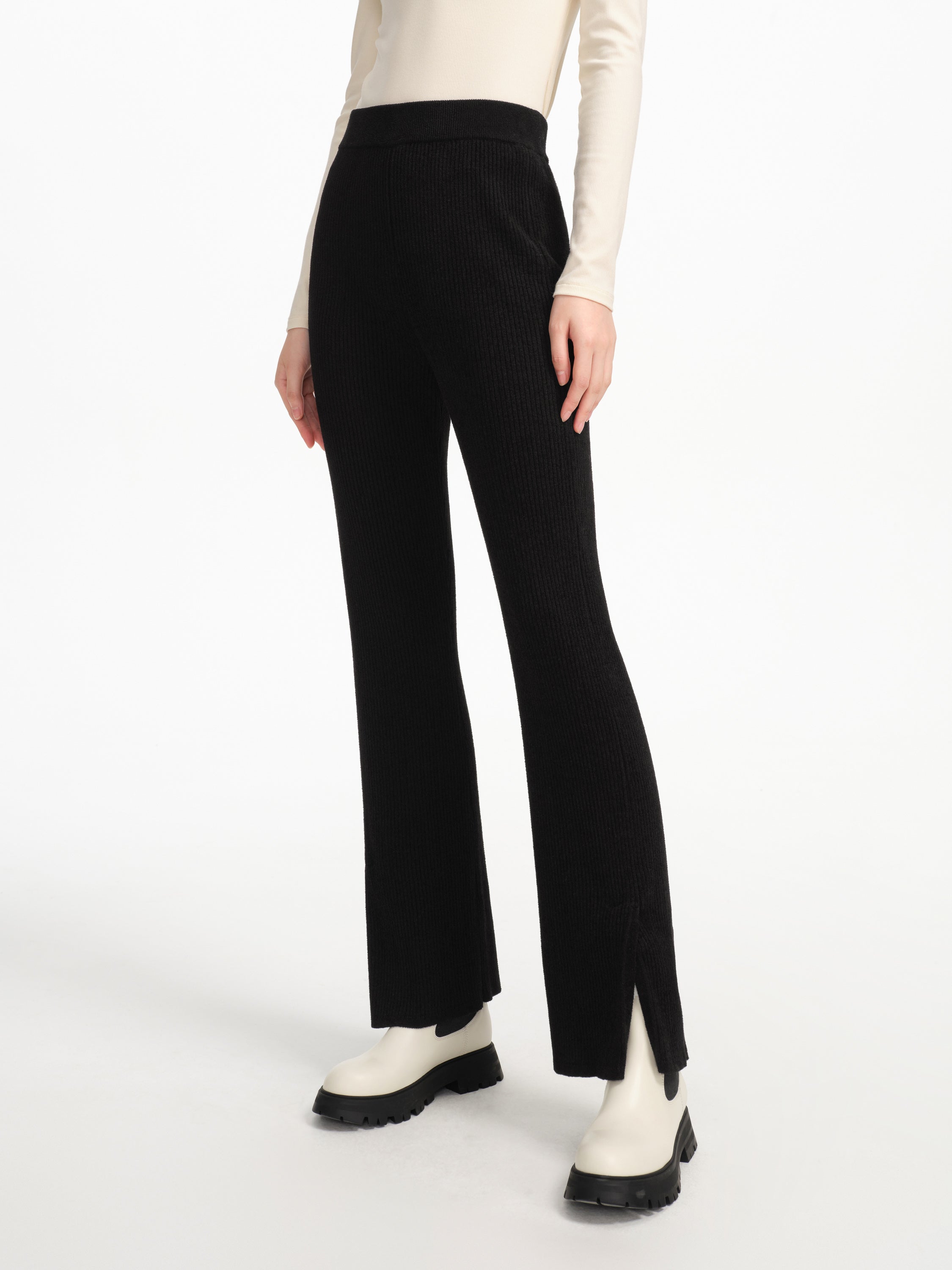 EP YAYING Straight-leg Black Knitted Skirt