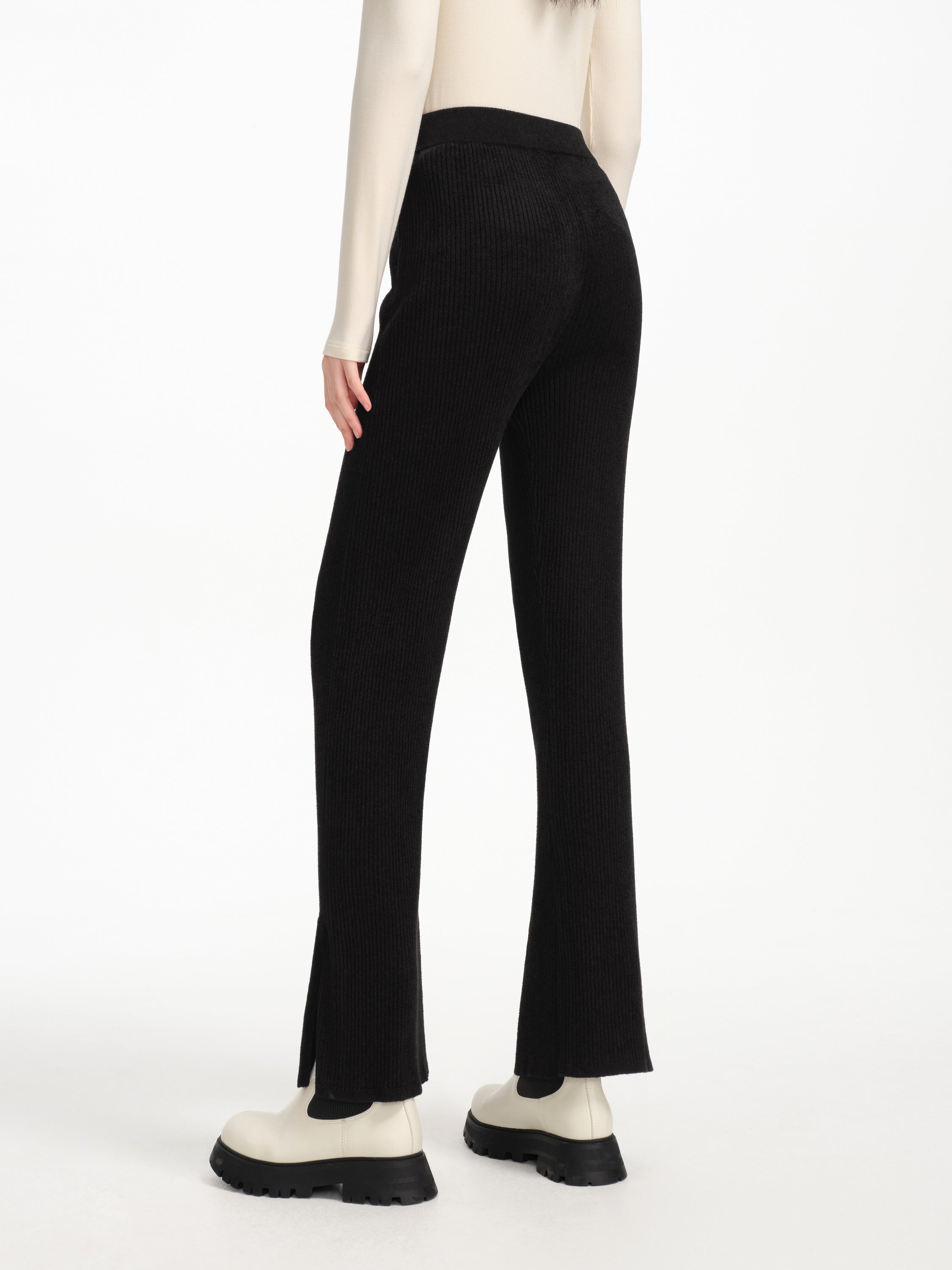 EP YAYING Straight-leg Black Knitted Skirt
