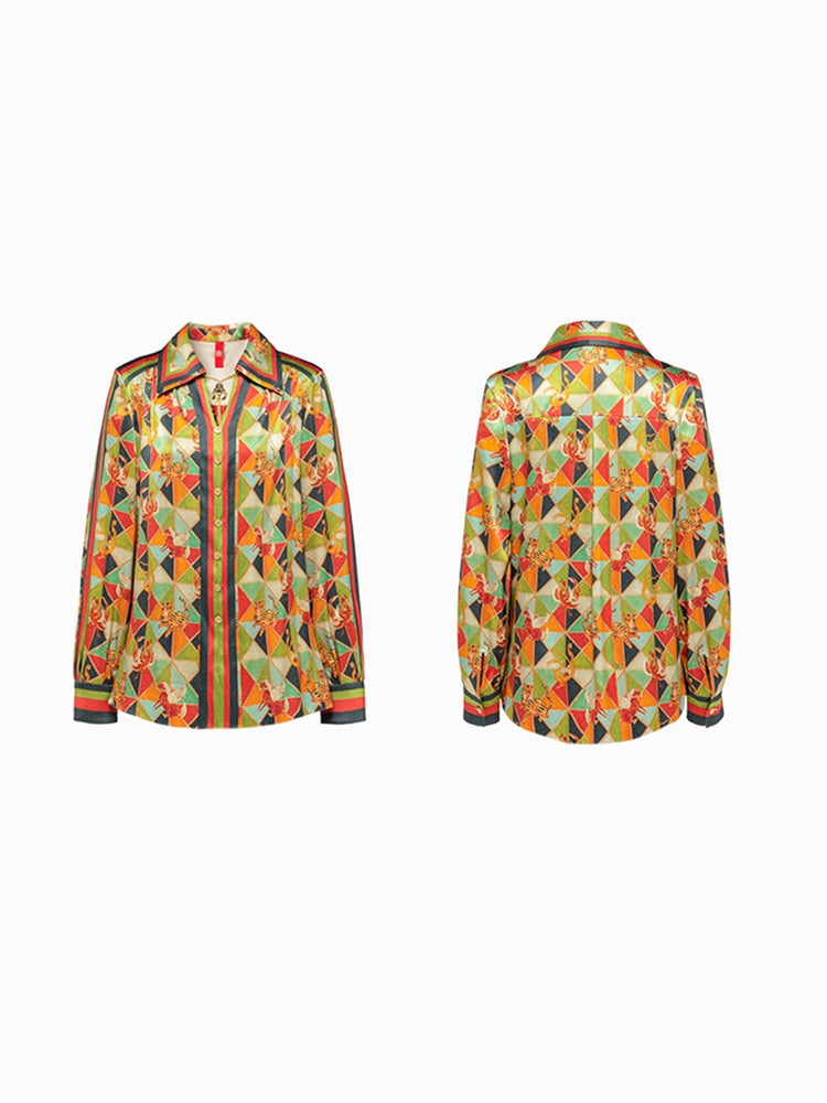 YAYING Animal&amp;Geometric Printed Blouse