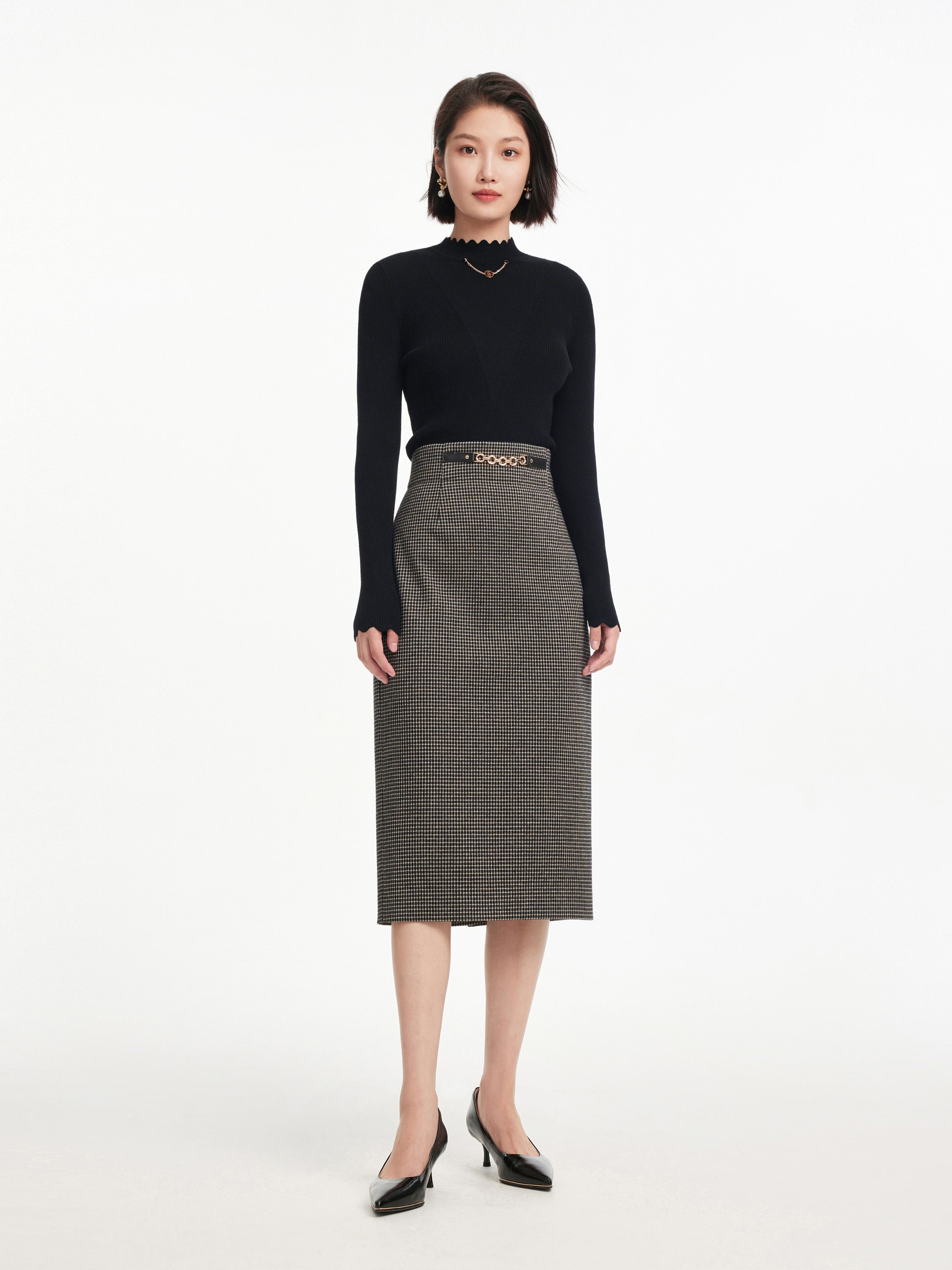 EP YAYING Wool Fit Long-seleves Sweater Top
