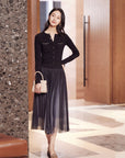 EP YAYING Mesh Pleated Dress with Fitted Tank