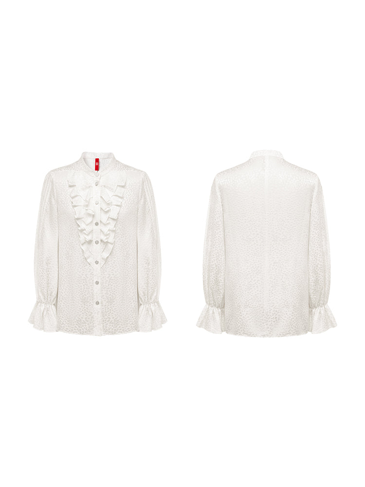 YAYING Ruffle-collar Silk Blouse