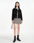 EP YAYING Trimmed Black Double Woolen Jacket