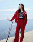 EP YAYING Hooded Cardigan With Embroideried Drawstring