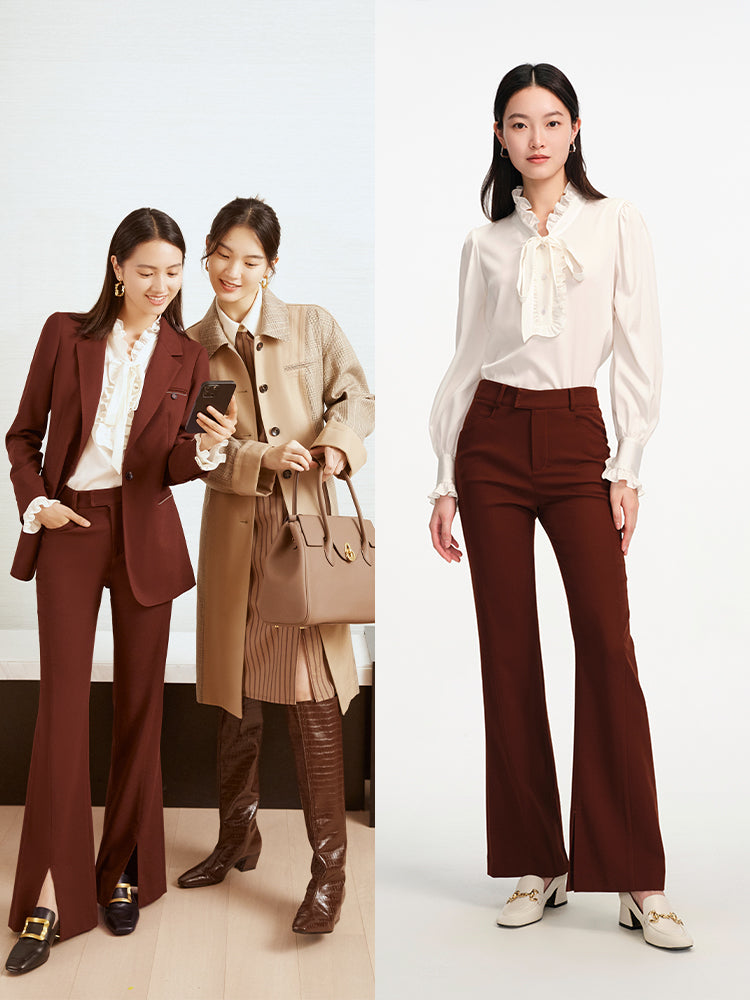EP YAYING Bootcut Slit-hem Pants