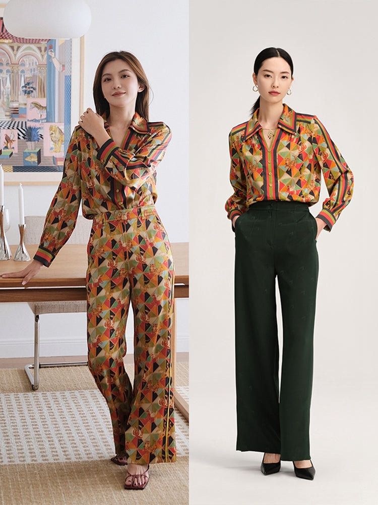 YAYING Animal&amp;Geometric Printed Blouse